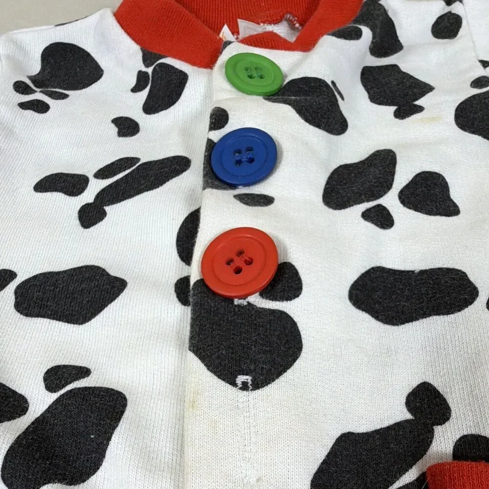 Vintage Buster Brown Baby 12M Cow Print Romper Coveralls Made in USA - 80s?